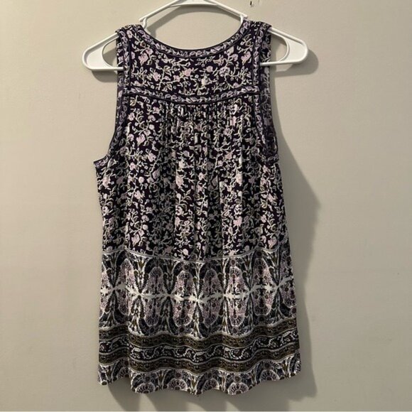 Rebecca Taylor Purple Floral Paisley Sleeveless Blouse Size 8 Romantic Coquette - Picture 3 of 8